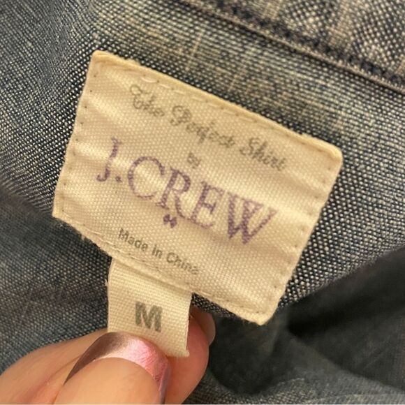 J. Crew The Perfect Shirt Button-Down Long Sleeve Cotton Shirt Faded Blue Large - Picture 12 of 13